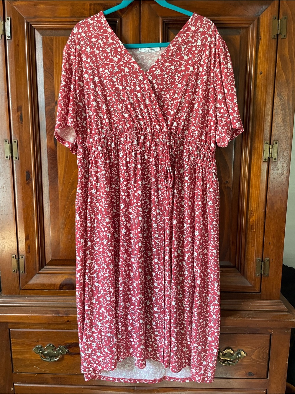 Floral V-Neck Midi Dress in Dusty Rose